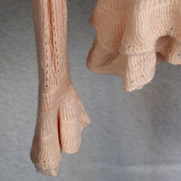 Ralph Lauren Linen Cardigan Womens Large Pink Ruffle Hem Romantic Cottagecore - Picture 4 of 6